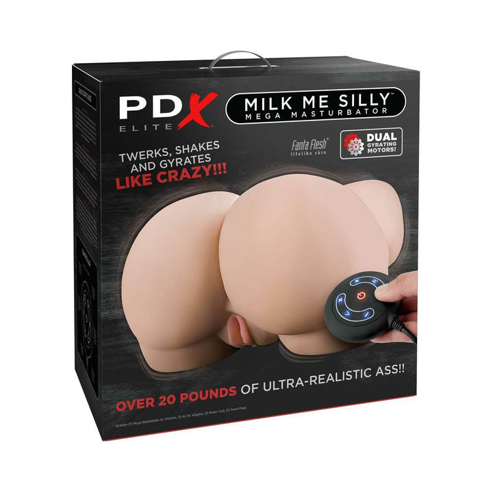 PDX Elite Milk Me Silly Remote-Controlled Vibrating Rotating Dual-Entry Mega Masturbator Beige - Headshop.com
