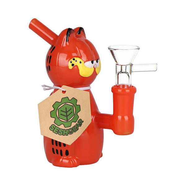 SeshGear Lasagna Lovin' Cat Glass Water Pipe - 4.5" / 14mm F SeshGear Lasagna Lovin' Cat Glass Water Pipe - 4.5" / 14mm F