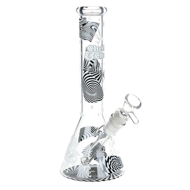 Cheech & Chong Glass Optical Illusion Glow Glass Beaker Water Pipe - 10" / 14mm F - Headshop.com