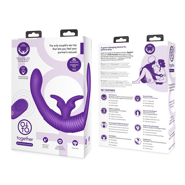 Together Couples Toy Remote-Controlled Dual Ended Rabbit Vibrator Purple - Headshop.com