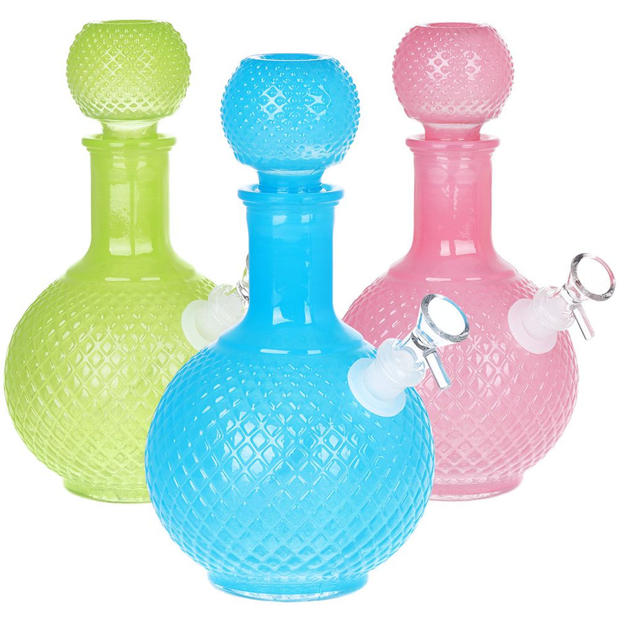 Vintage Decanter Solid Color Glass Water Pipe - Cruet / 9.75" / 14mm F / Colors Vary - Headshop.com