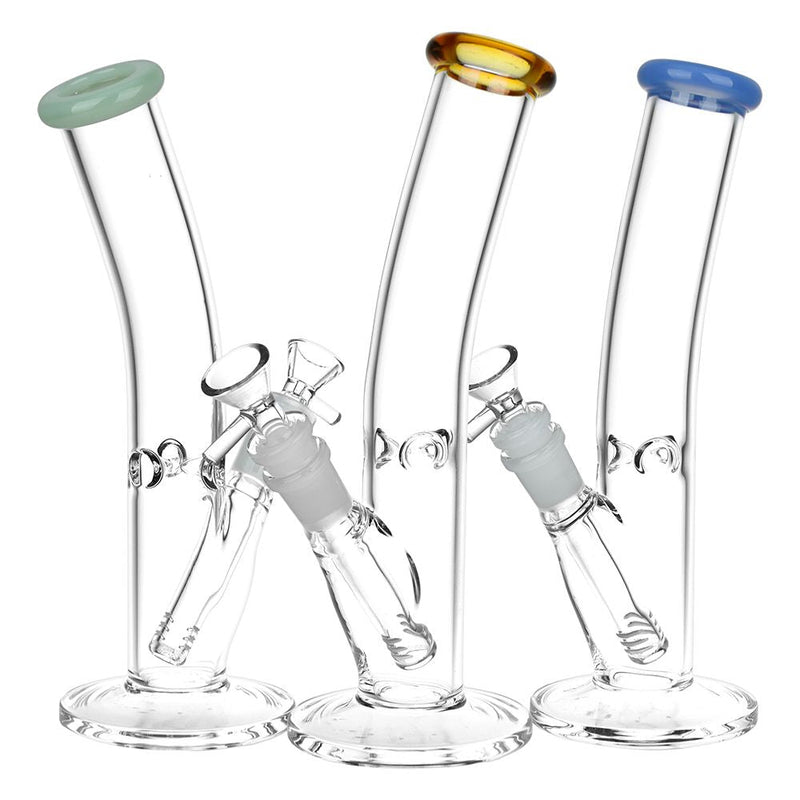 Classic Bent Neck Straight Tube Glass Water Pipe | 14mm F | Colors Vary - Headshop.com