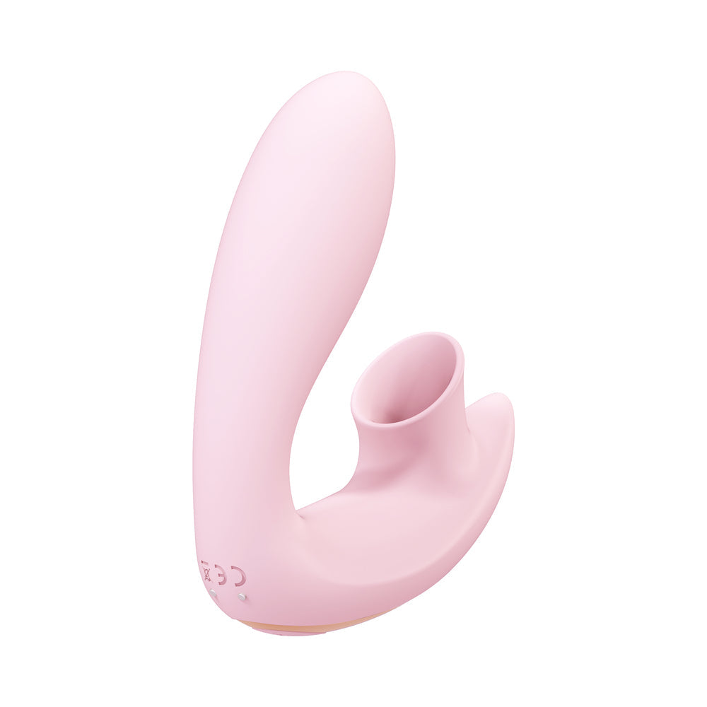 Shots Irresistible Desirable Rechargeable Silicone Soft Pressure Air Wave Dual Stimulator Pink - Headshop.com