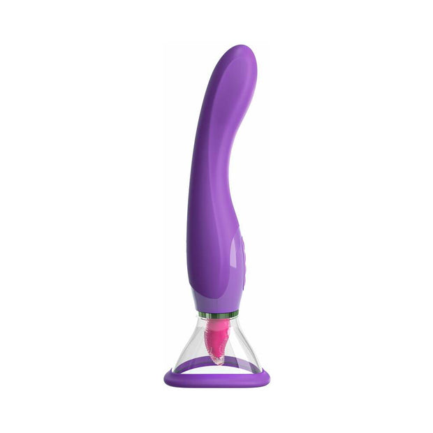 Pipedream Fantasy For Her Her Ultimate Pleasure Dual-Ended Vibrator With Licking Suction Purple - Headshop.com