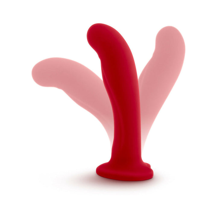Temptasia Jezebel 6 in. Curved Silicone Dildo with Heart-Shaped Suction Cup Crimson - Headshop.com