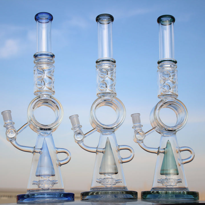 18.5" Recycler Style Donut Percolator Glass Water Pipe - Headshop.com
