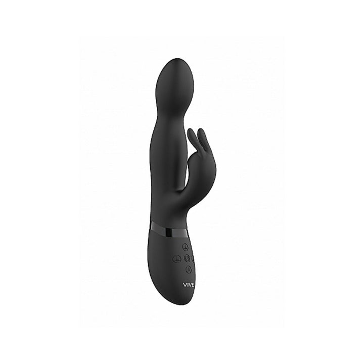 VIVE NIVA Rechargeable 360° Rotating Silicone Rabbit Vibrator Black - Headshop.com