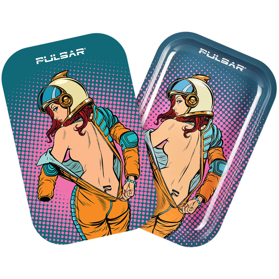 Pulsar Metal Rolling Tray w/ Lid - 11"x7" / Zero-G Strip Glow - Headshop.com