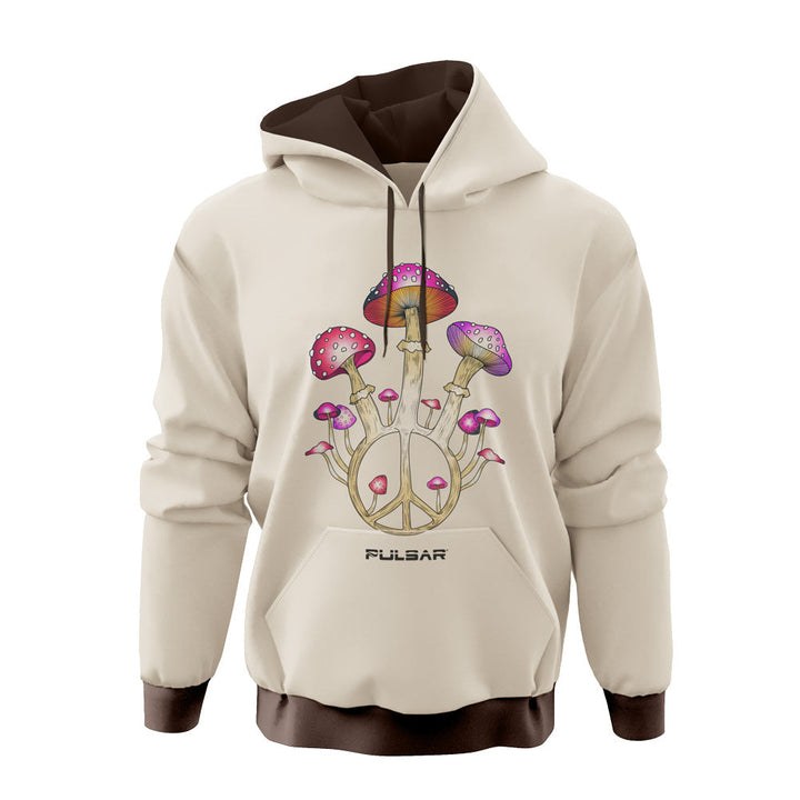 Pulsar Peace & Shrooms Hoodie - Khaki - Headshop.com