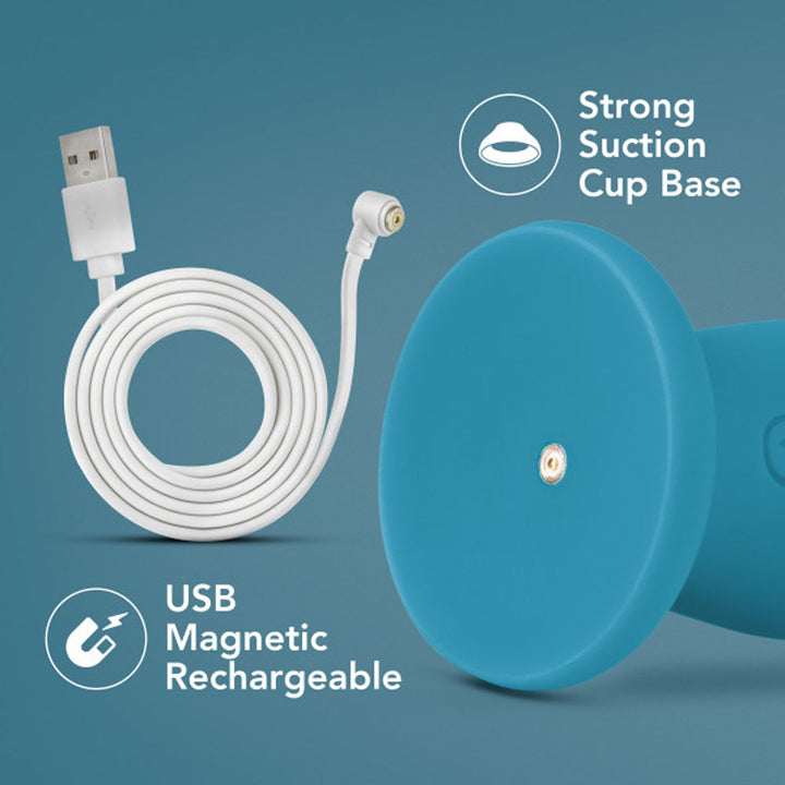 Blush Impressions Miami Rechargeable Silicone 6.5 in. Vibrating Dildo with Suction Cup Teal - Headshop.com
