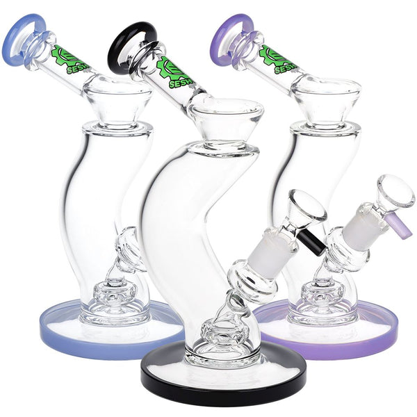 SeshGear Hip Check Curved Glass Water Pipe | 7.75" | 14mm F SeshGear Hip Check Curved Glass Water Pipe | 7.75" | 14mm F