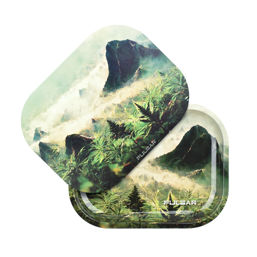 Pulsar Mini Metal Rolling Tray w/ Lid - Sacred Valley / 7"x5.5" - Headshop.com