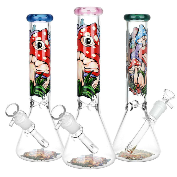 Eye Of The Shroom Beaker Glass Water Pipe - 10" / 14mm F / Colors Vary Eye Of The Shroom Beaker Glass Water Pipe - 10" / 14mm F / Colors Vary