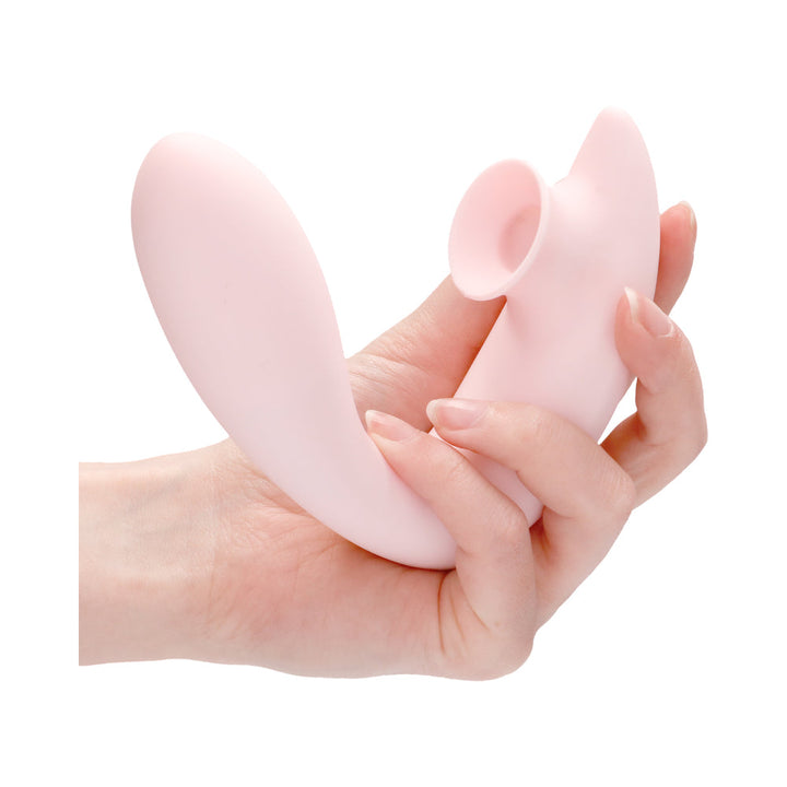 Shots Irresistible Desirable Rechargeable Silicone Soft Pressure Air Wave Dual Stimulator Pink - Headshop.com