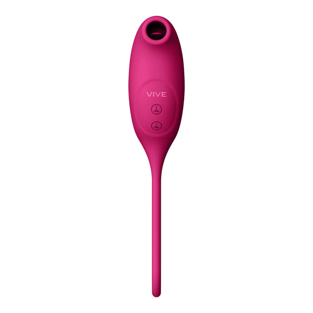 VIVE QUINO Rechargeable Air Wave & Vibrating Silicone Egg Vibrator Pink - Headshop.com