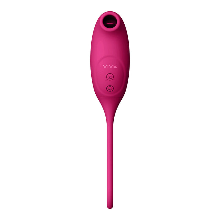 VIVE QUINO Rechargeable Air Wave & Vibrating Silicone Egg Vibrator Pink - Headshop.com