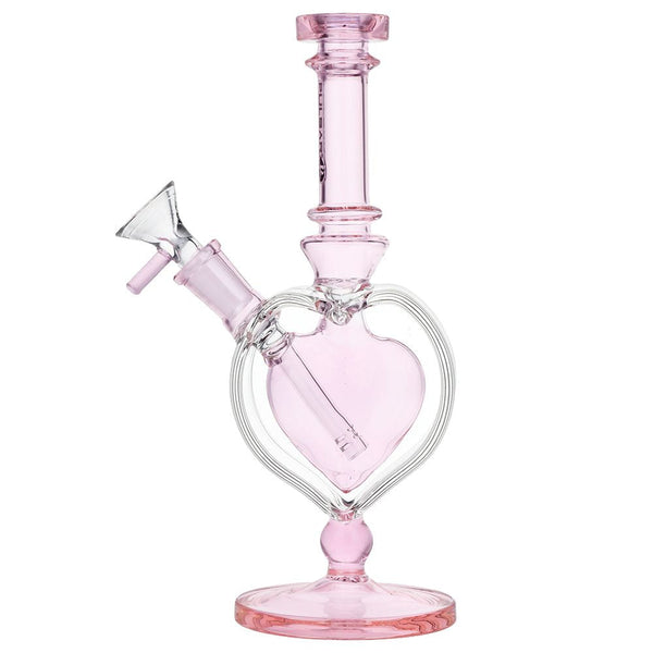 Pulsar Pink Heart Chalice Glass Water Pipe - 9" / 14mm F Pulsar Pink Heart Chalice Glass Water Pipe - 9" / 14mm F