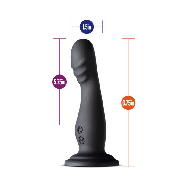 Blush Impressions Amsterdam Rechargeable Silicone 6.5 in. Vibrating Dildo with Suction Cup Black - Headshop.com