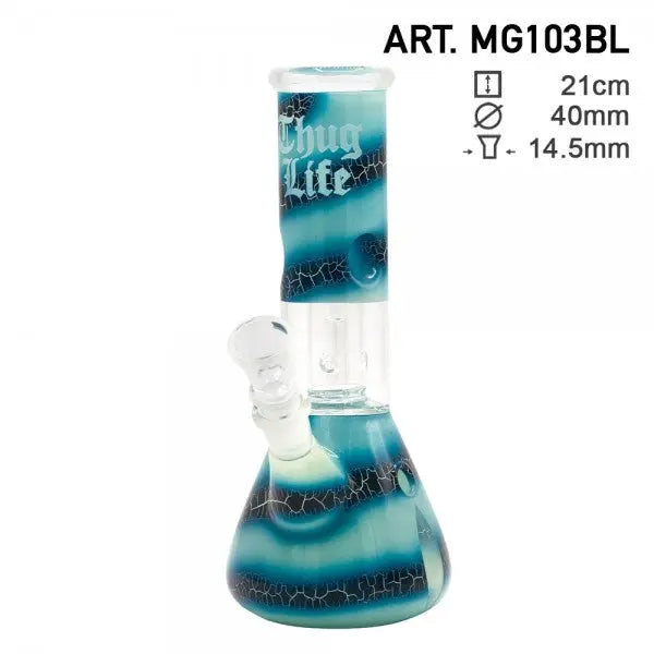Thug Life | 8" Blue Ocean Swirl Water Pipe - Headshop.com