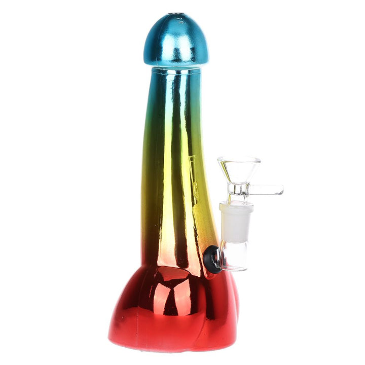 Penis Electroplated Glass Water Pipe - 8" / 14mm F / Colors Vary - Headshop.com