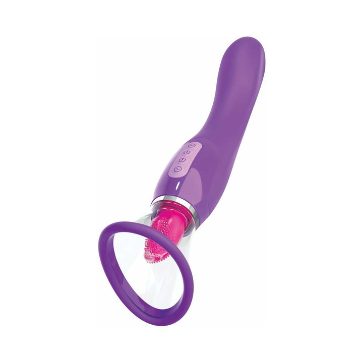 Pipedream Fantasy For Her Her Ultimate Pleasure Dual-Ended Vibrator With Licking Suction Purple - Headshop.com