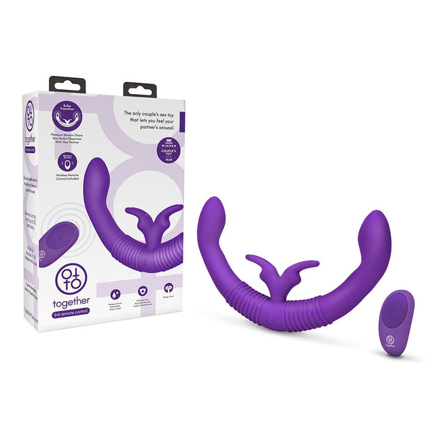 Together Couples Toy Remote-Controlled Dual Ended Rabbit Vibrator Purple - Headshop.com