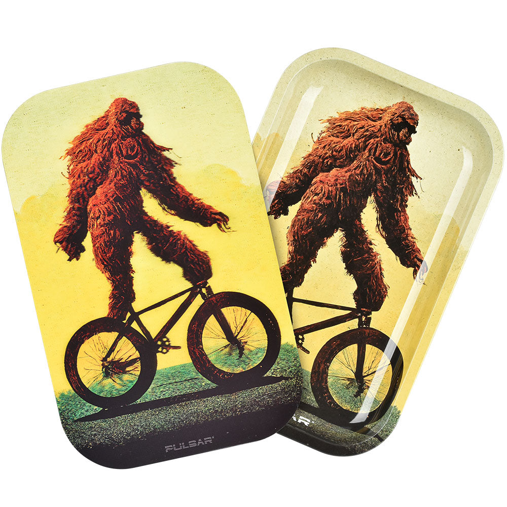 Pulsar Metal Rolling Tray w/ 3D Lid - 11"x7"/Bigfoot Stole My Bike - Headshop.com