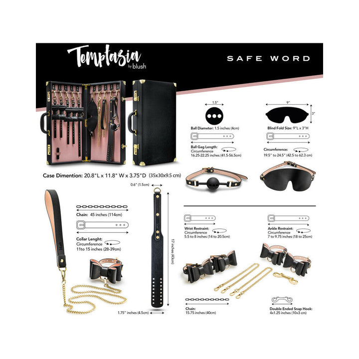 Temptasia Safe Word 10-Piece Bondage Kit with Suitcase Black - Headshop.com