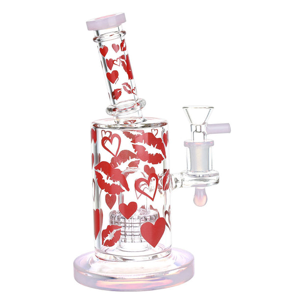 Lipstick Kiss Glass Water Pipe - 8" / 14mm F - Headshop.com