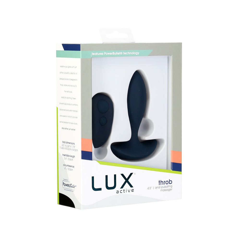 Lux Active Throb 4.5 in. Anal Pulsating Silicone Massager Black - Headshop.com