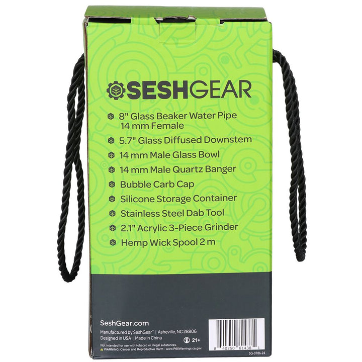 SeshGear Glass Beaker Water Pipe Smokers' Kit | 8" | 14mm F - Headshop.com