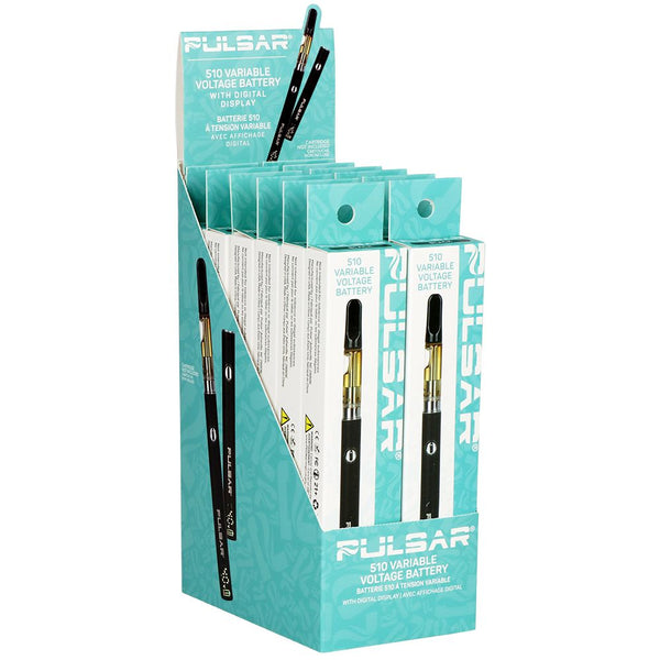 Pulsar Digital Display Slim Variable Voltage 510 Vape Battery | 400mAh | 12pc Display Pulsar Digital Display Slim Variable Voltage 510 Vape Battery | 400mAh | 12pc Display
