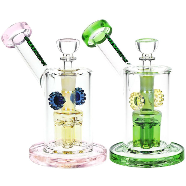 SeshGear Steampunk Gears Fumed Perc Glass Water Pipe | 6.5" | 14mm F - Headshop.com