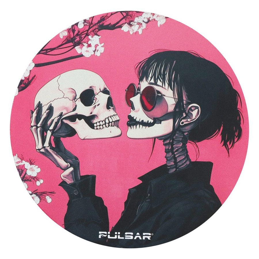 Pulsar DabPadz Fabric Top Dab Mat - Sakura Skulls / 8" - Headshop.com