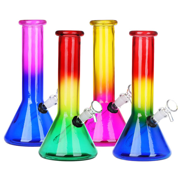 SeshGear Boxed Ombre Beaker Glass Water Pipe - 10" / 14mm F / Colors Vary SeshGear Boxed Ombre Beaker Glass Water Pipe - 10" / 14mm F / Colors Vary