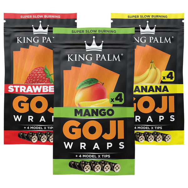 King Palm Goji Wraps & Filter Tips | 4pk | 15pc Display King Palm Goji Wraps & Filter Tips | 4pk | 15pc Display