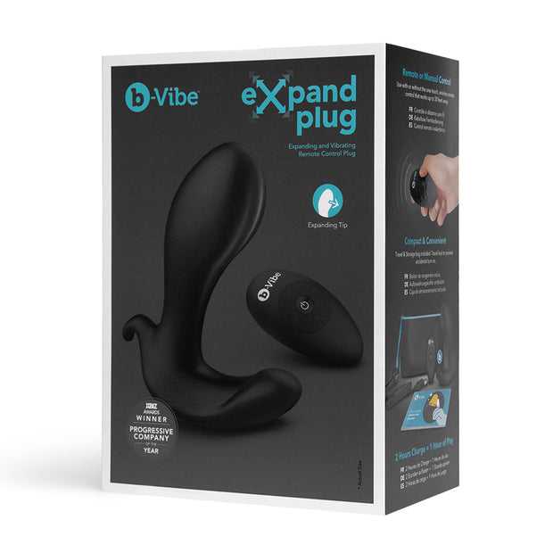 b-Vibe Expand Expanding and Vibrating Remote Control Plug Black - Headshop.com