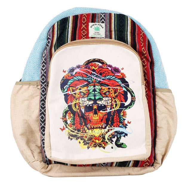 Himalayan Hemp Jaguar Skull Print Backpack - 17" x 13" - Headshop.com