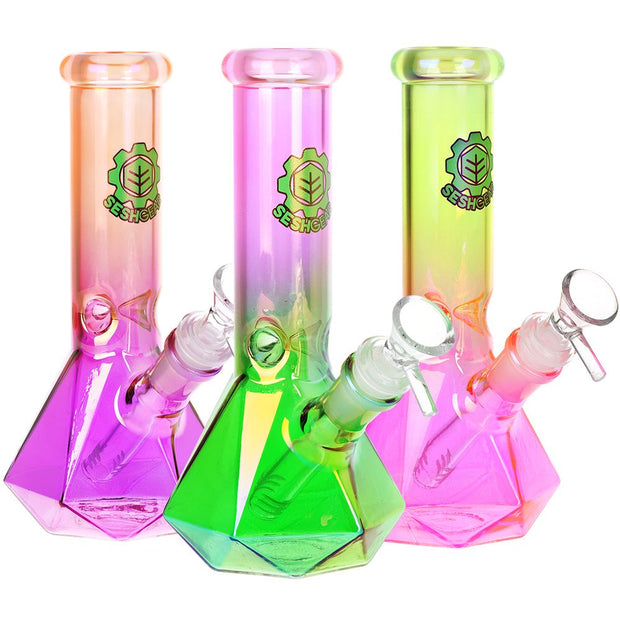 SeshGear Diamond Base Beaker Ombre Glass Water Pipe | 7.75" | 14mm F