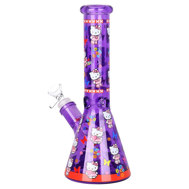Hello Kitty Neon Beaker Glass Water Pipe - 10" / 14mm F / Colors Vary