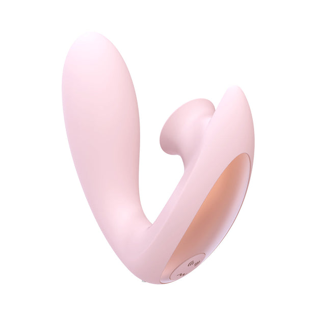 Shots Irresistible Desirable Rechargeable Silicone Soft Pressure Air Wave Dual Stimulator Pink - Headshop.com