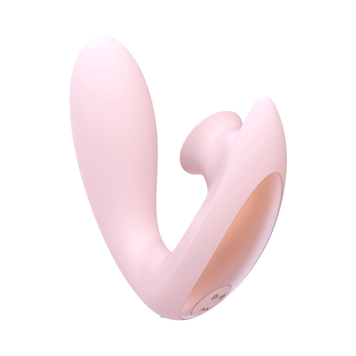 Shots Irresistible Desirable Rechargeable Silicone Soft Pressure Air Wave Dual Stimulator Pink - Headshop.com