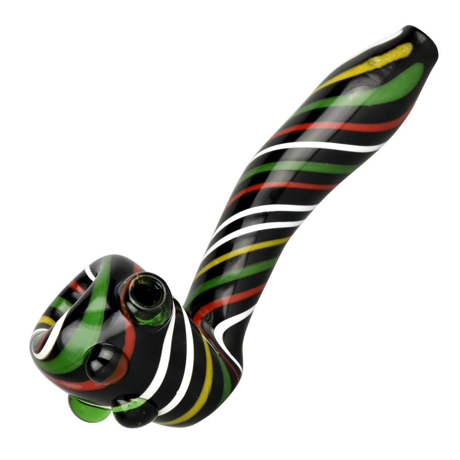 Black Rasta Candy Cane Swirl Hand Pipe - Headshop.com