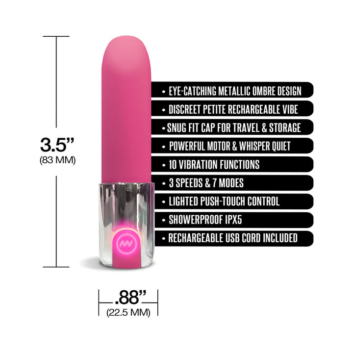 Nixie Smooch Rechargeable Lipstick Bullet Vibrator Pink Ombre - Headshop.com