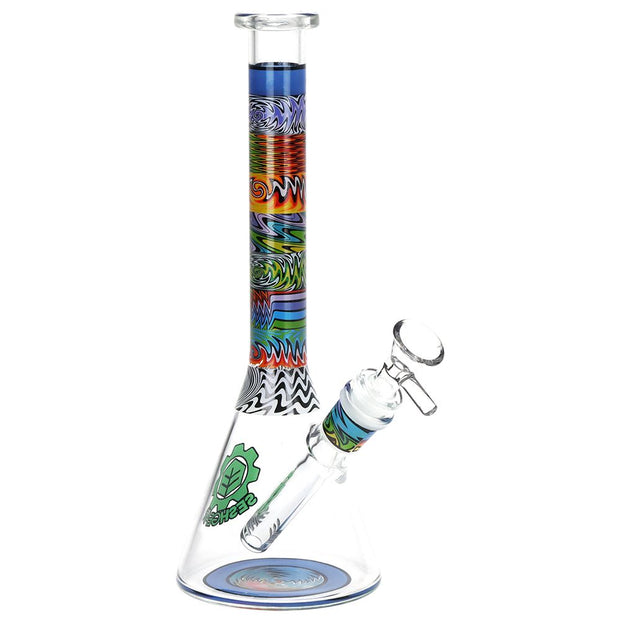 SeshGear Tehchnicolor Zig Wag Beaker Glass Water Pipe - 10" / 14mm F / Colors Vary - Headshop.com
