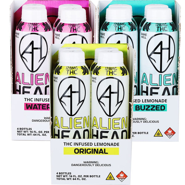 Alien Head D9 THC Lemonade | 16oz | 128mg | 4ct Alien Head D9 THC Lemonade | 16oz | 128mg | 4ct