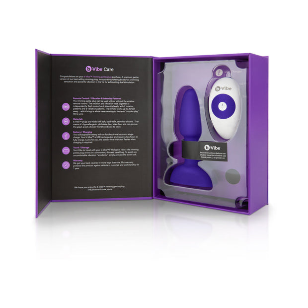 b-Vibe Rimming Petite Rotating and Vibrating Remote Control Plug Purple - Headshop.com