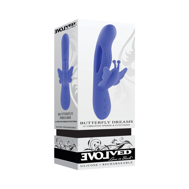 Evolved Butterfly Dreams Rechargeable Dual Stim Vibe Silicone Blue - Headshop.com