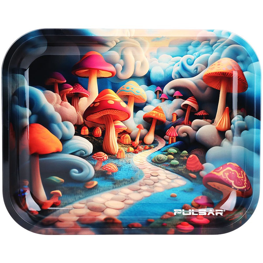 Pulsar Design Series Large Metal Rolling Tray - Shroom Path / 13"x11" - Headshop.com