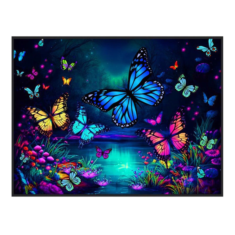 Butterfly World Black Light Reactive Wall Tapestry - 81"x53" - Headshop.com